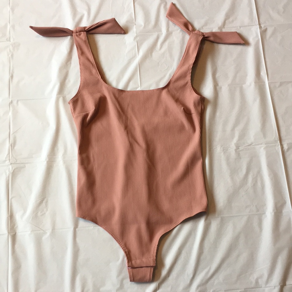 Cupshe Pink Ribbed Thong Bodysuit Size Medium NWT